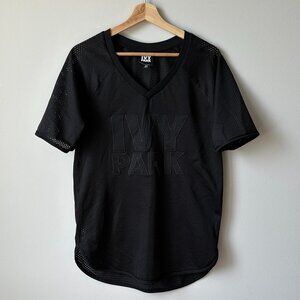 Ivy Park Black Mesh V-Neck Jersey Top | Size XS